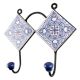Blue Ceramic Floral Tile Hook